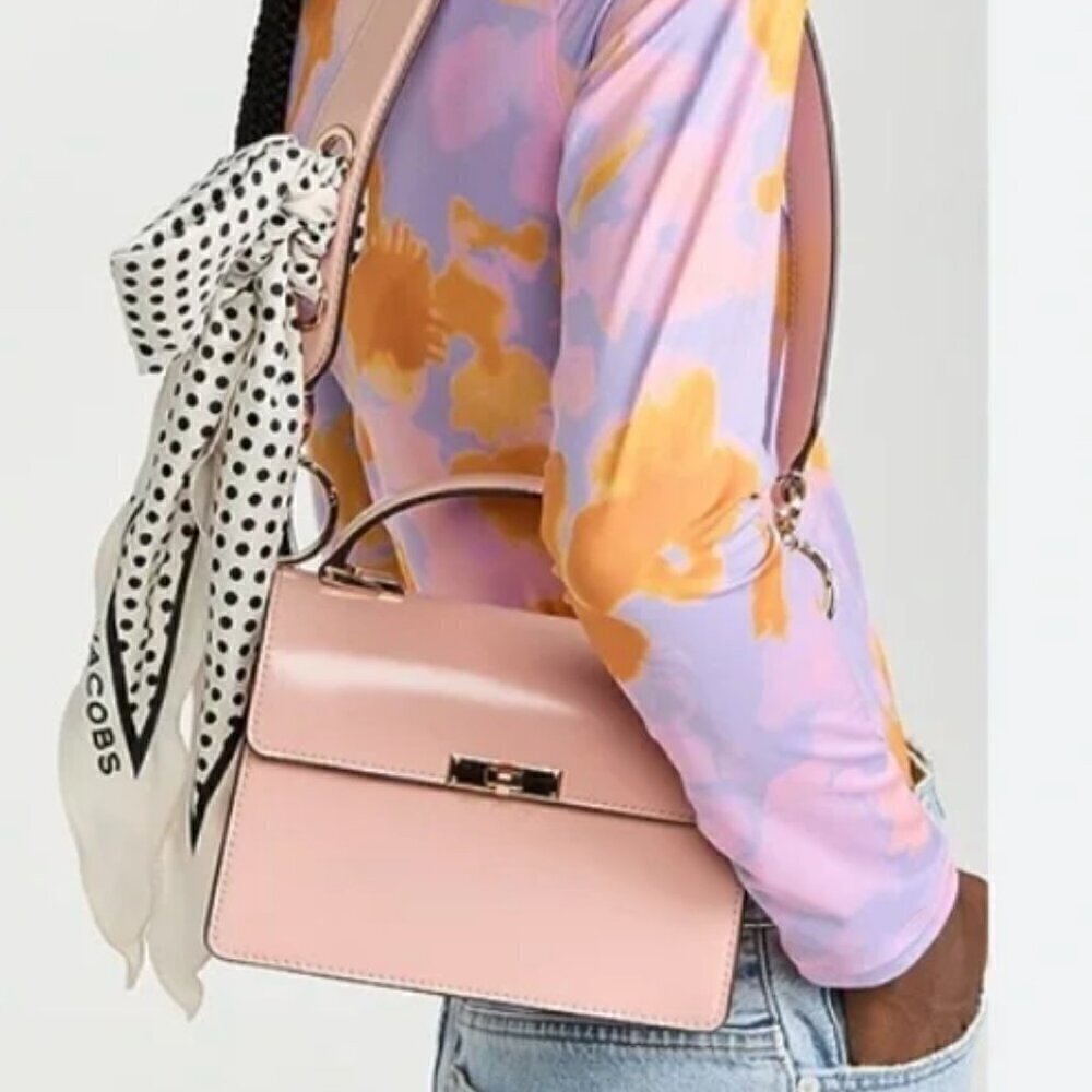 New! Marc Jacobs The Downtown Satchel Bag -Pink smooth leather with bag scarf